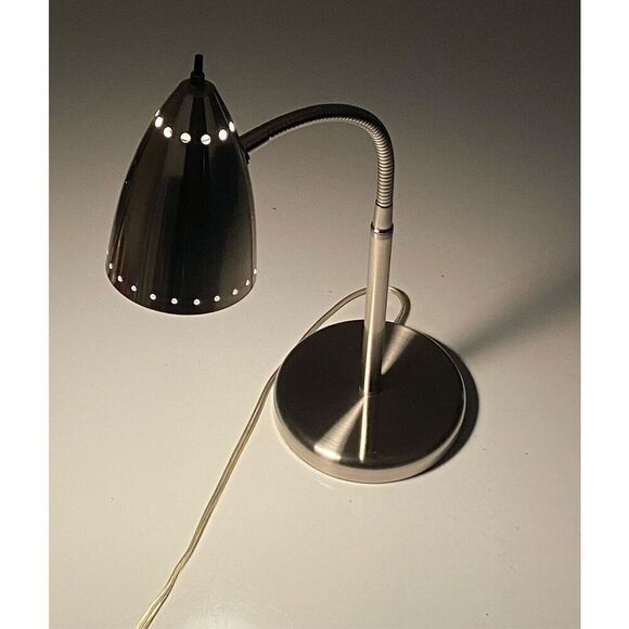 Atomic Style Adjustable Gooseneck Metal Table Desk Lamp Industrial 22in Silver - Picture 6 of 12